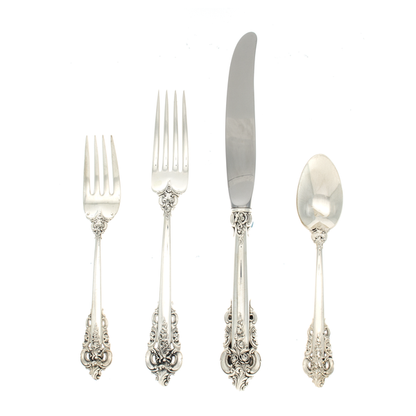 Grande Baroque Sterling Silver 4 Piece Place Size Setting with Modern Blade Knife
