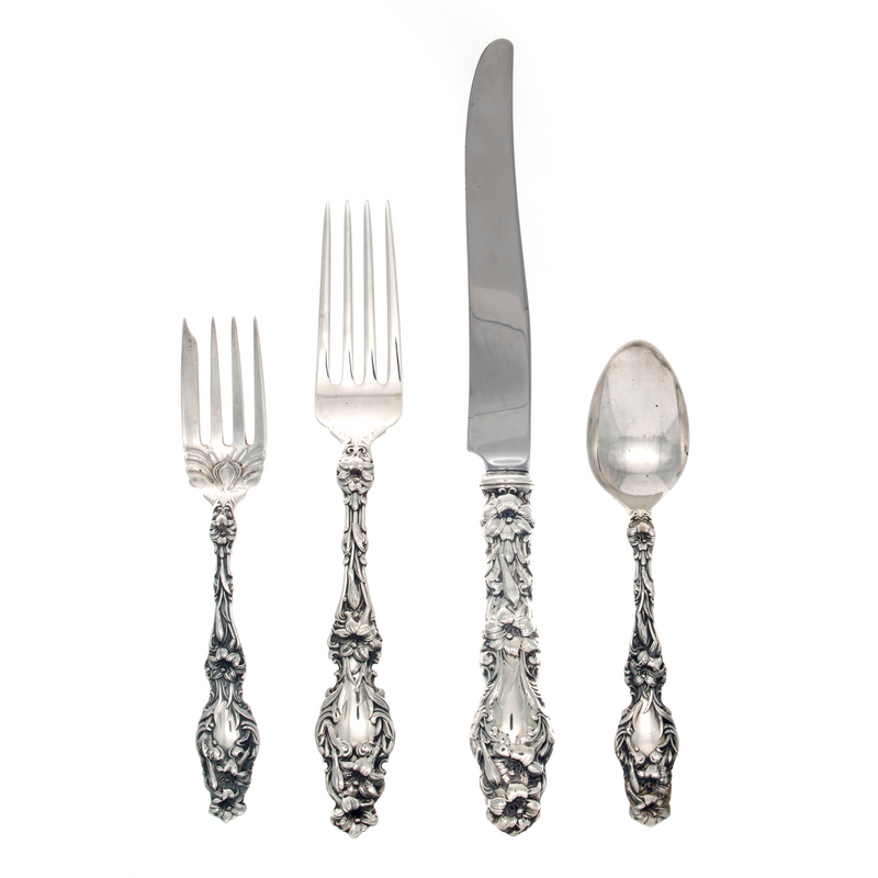 Lily Sterling Silver 4 Piece Dinner Size Place Setting with French Blade Knife